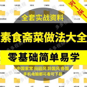 素食菜谱做法技术视频教程斋菜文化大全家庭营养健康美食制作教学-淘宝虚拟仓