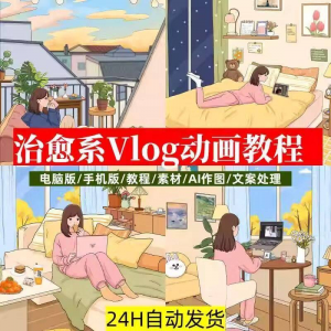 治愈系动画视频插画教程AI绘画动态情感唯美vlog镜头剪辑课程素材-淘宝虚拟仓