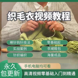 织毛衣教程视频零基础教学传统手工棒针钩针毛线编织婴儿针织围巾-淘宝虚拟仓